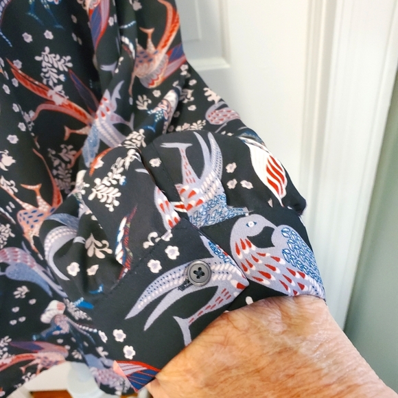 LOFT Colorful Peacock Print Blouse Size XL, Business Casual - Picture 2 of 11